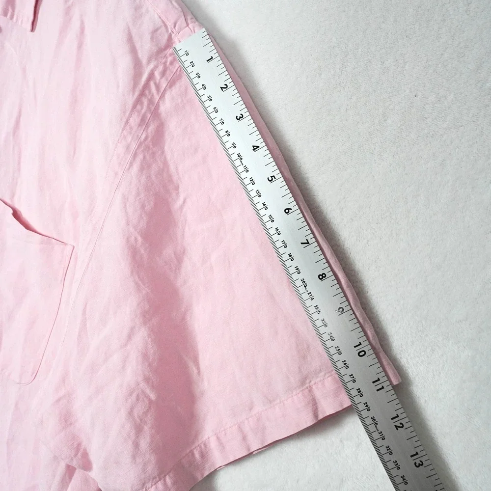 Polo Ralph Lauren Mens 3XB Pink Linen Silk Short Sleeve Camp Button Up Shirt